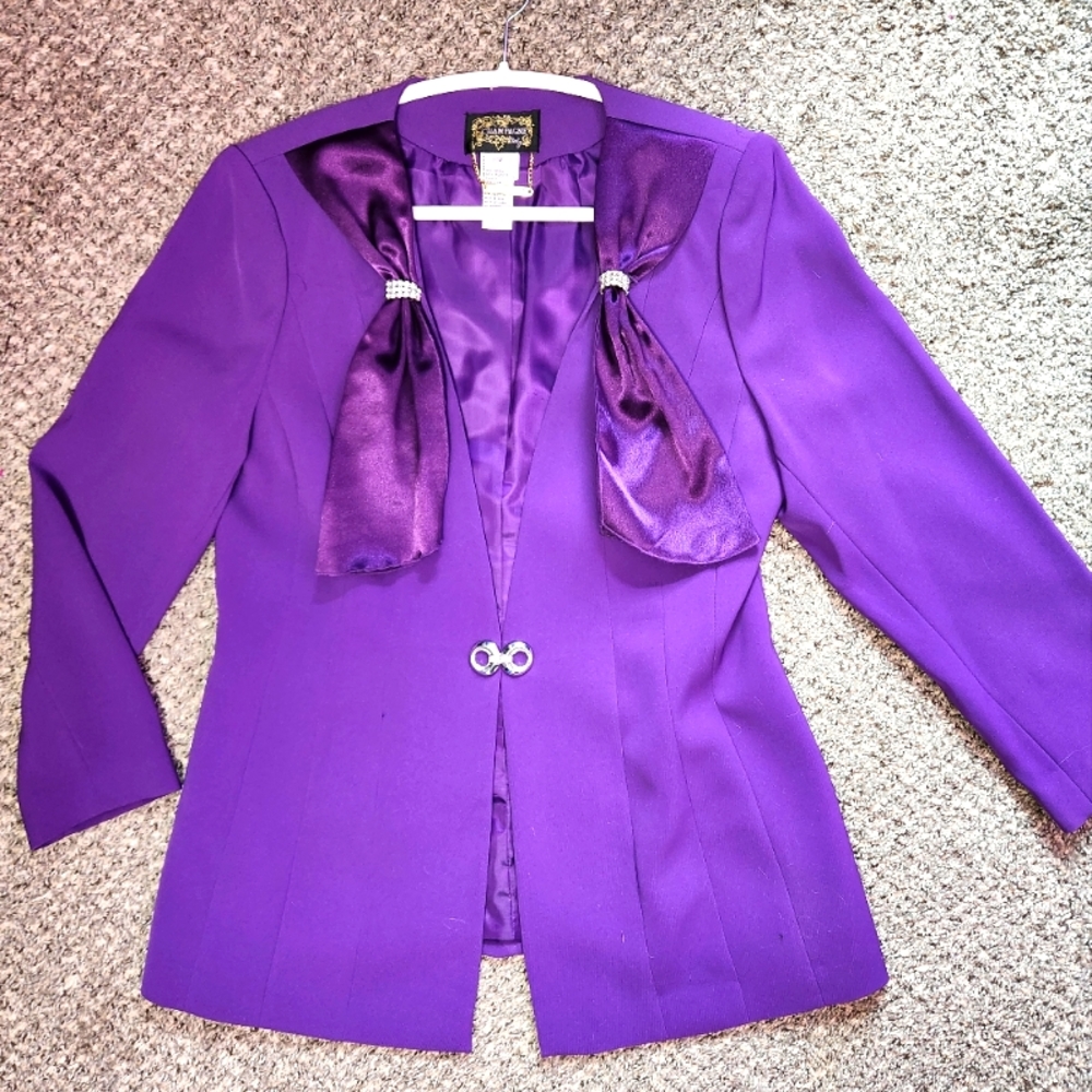 Embellished Purple Blazer with Clasp
